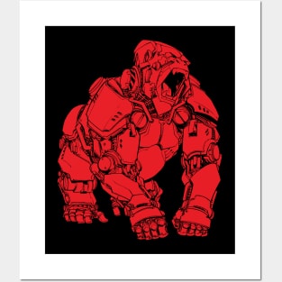 Red Robot Ape Posters and Art